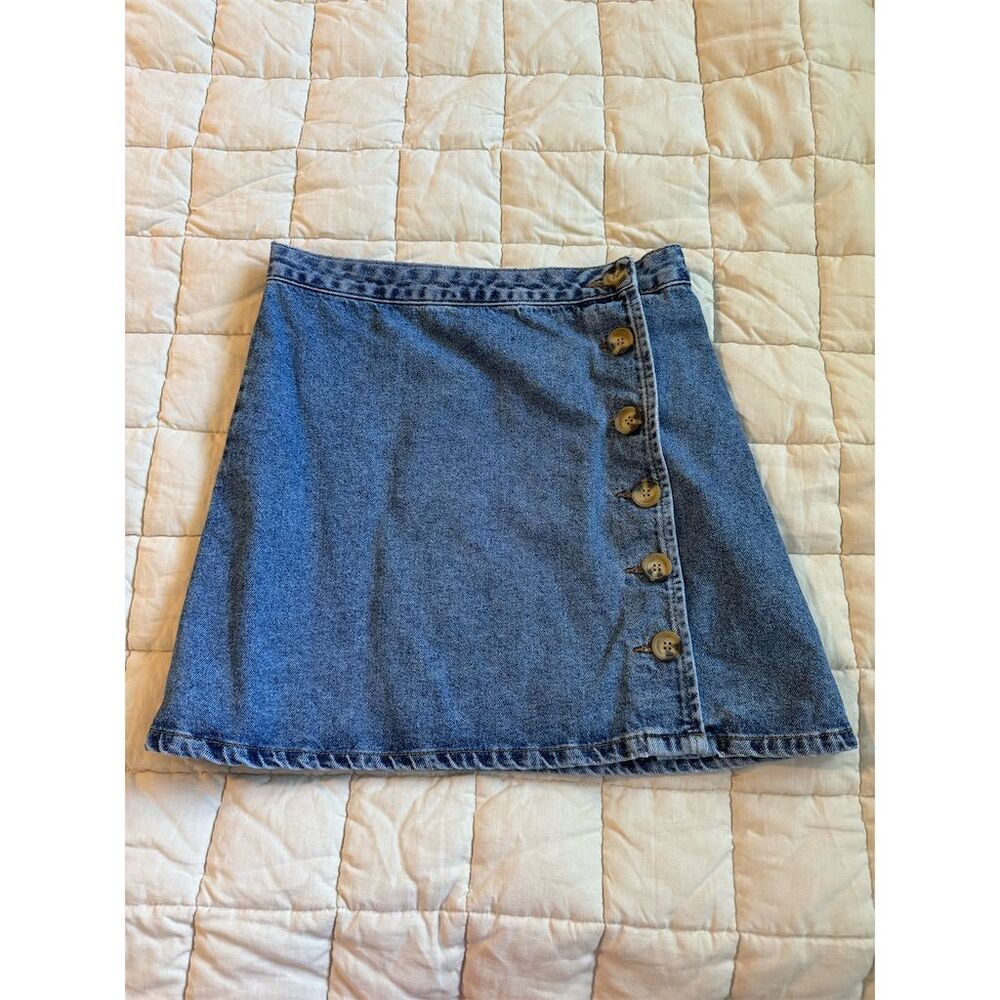 ASOS Women's A-Line Denim Wrap Skirt with Buttons, size 6 US/10 UK